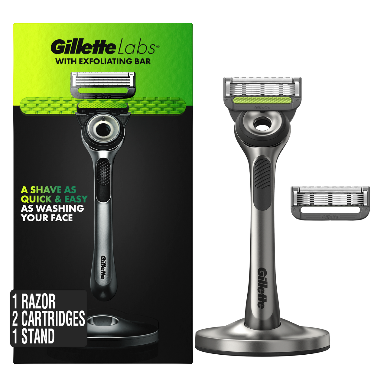 脱毛・除毛 Gillette GilletteLabs Exfoliating Bar Razor (2 Count + Handle) | Gillette