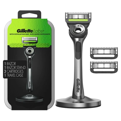 GilletteLabs Razor (1 Handle + 3 Cartridges + 1 Travel Case)