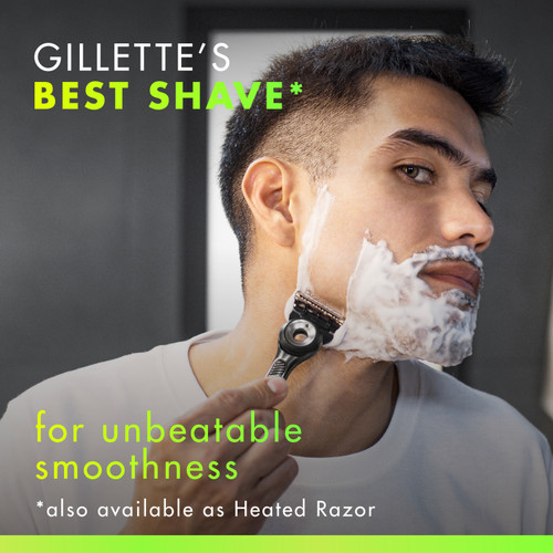A Man shaving with GilletteLabs Heated Razor blades for a smooth, comfortable shave