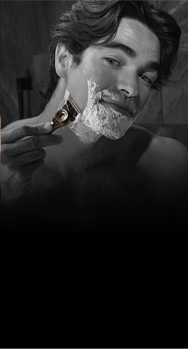 Man shaves face with GilletteLabs razor