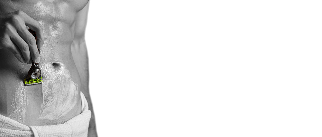 Man shaves body with GilletteLabs Body and Intimate Razor for Men