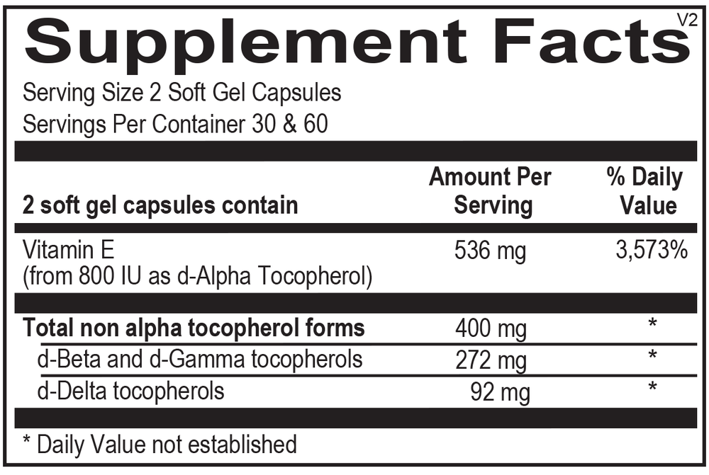 Natural Vitamin E Tocopherols -120 Count