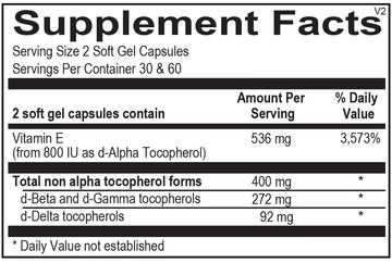 Natural Vitamin E Tocopherols -120 Count