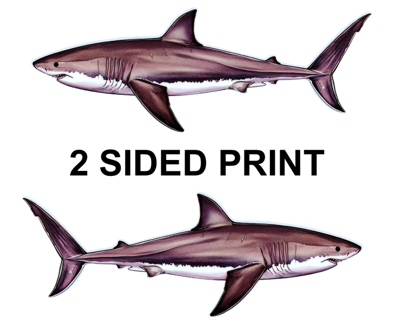 Great White Shark 8" Two-Sided Fish Stickers – 10 Pack