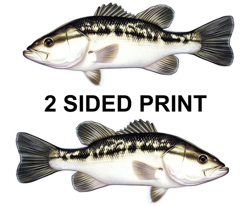 Black Bass 8" Two-Sided Fish Stickers – 10 Pack