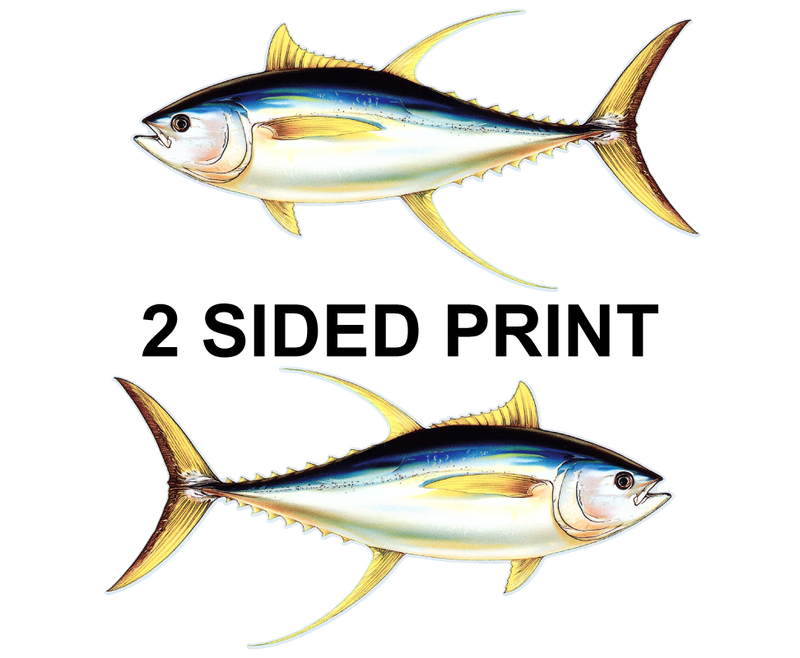 Yellowfin Tuna 8" Two-Sided Fish Stickers – 10 Pack