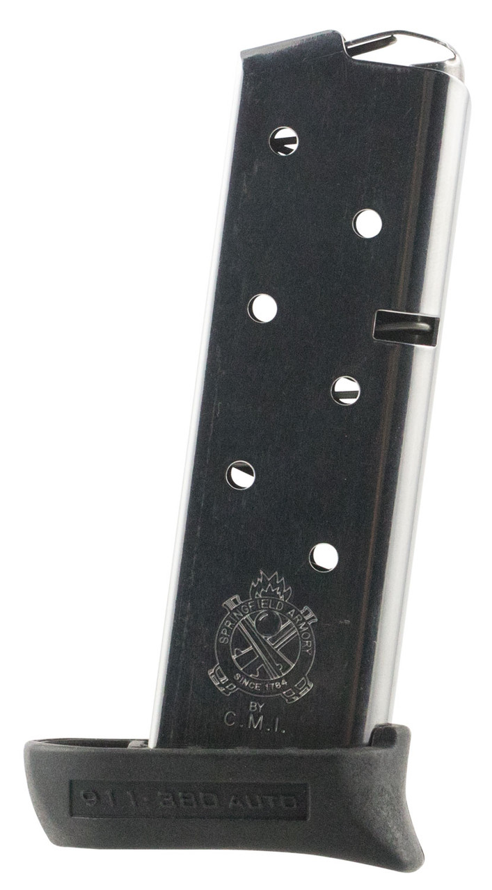 Springfield Armory Factory Magazine for the 911, 7-Round Stainless Steel Magazine w/ Pinky Extension - .380 ACP