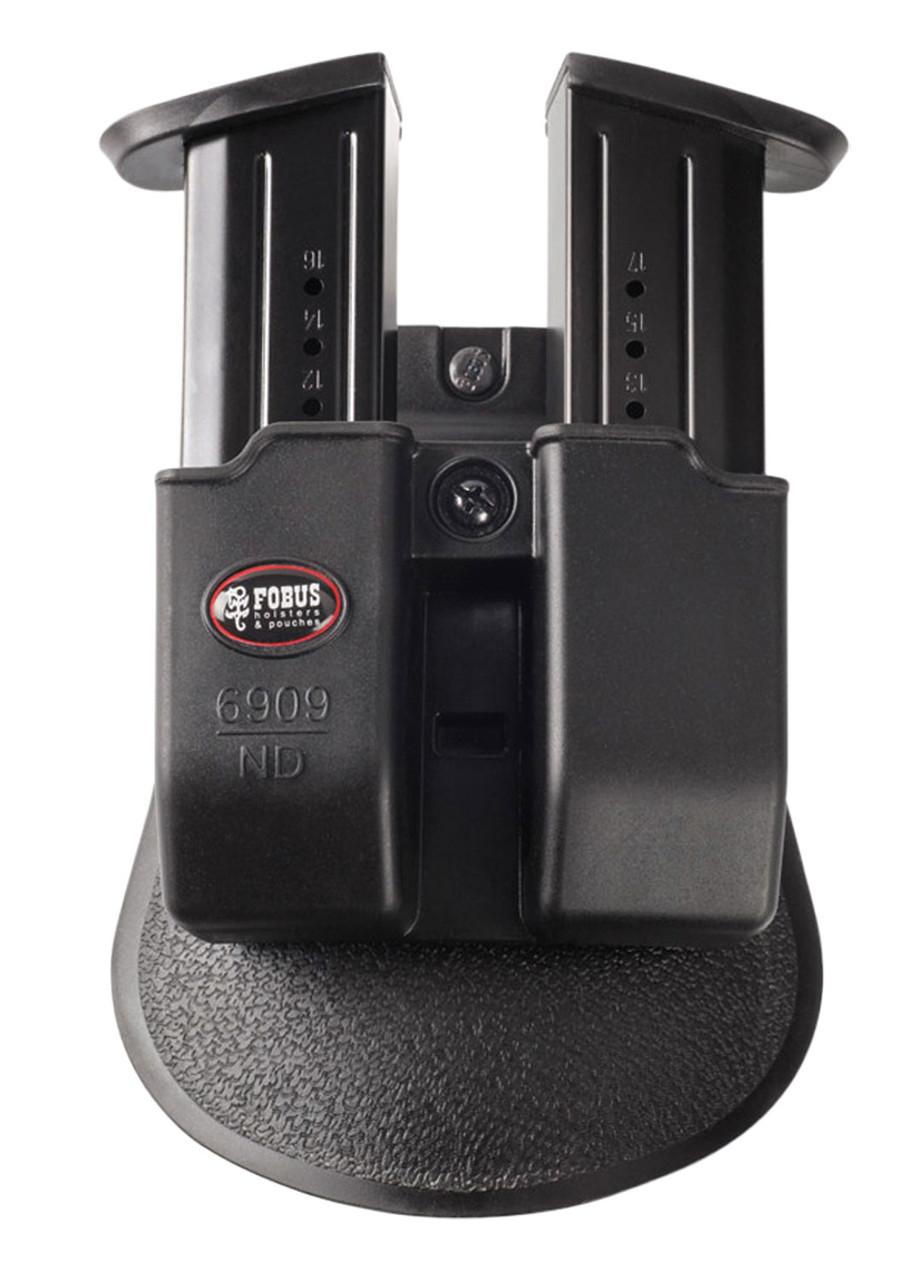 Fobus 6909NDP Double Magazine Pouch with Paddle 9mm Luger/40 S&W Double Stack Plastic Black