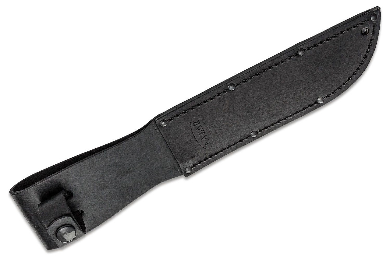 kabar 1211　FIGHTING KNIFE BLACK FINE Kabar 1211 - Black Fighting Knife Leather Sheath — Eagle Valley