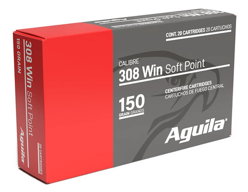 Aguila 8090AG 308Win 150gr InterLock Boat Tail Soft Point 20 Per Box