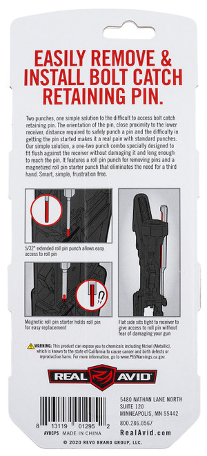 Real Avid AVBCPS Bolt Catch Punch Set Silver 223 Rem/5.56x45mm NATO AR-Platform 2 Pieces