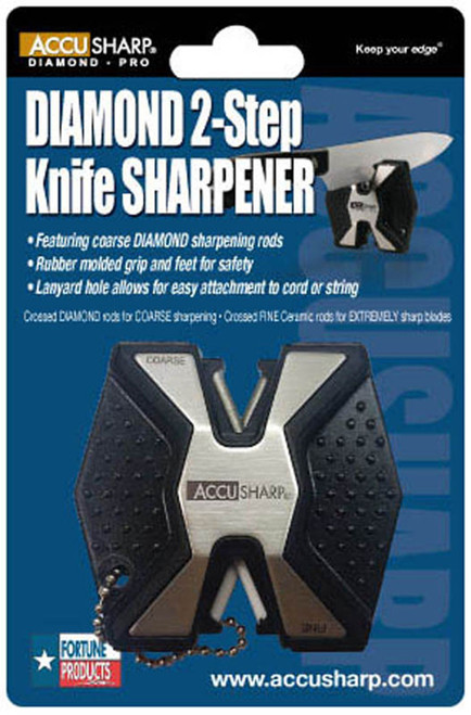 AccuSharp 017C Diamond Pro 2-Step Hand Held Fine/Coarse Diamond, Ceramic Sharpener Black/White Aluminum