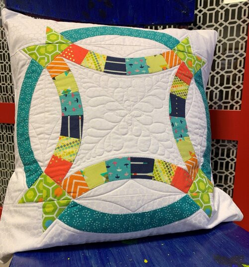 Elegant Wedding Ring Quilt Pillow for Timeless Home Decor