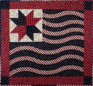 Old glory flag quilt in red, white and blue
