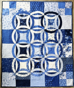 It's a 10! Double wedding ring in blue & white finished