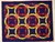 Red and yellow wedding rings on a navy background