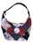 Black, red and white bitty bag with fabric handle