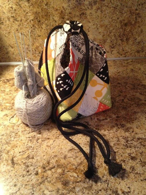Bitty bag used as a knitting bag