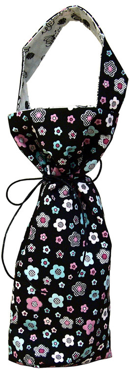 Finished bottle bag with flowered fabric