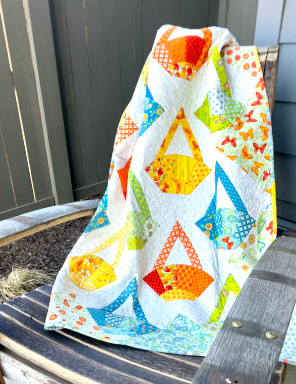 Baskets Around quilt in spring colors