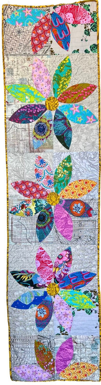 Wall hanging with scrappy petal power flowers