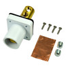 Marinco white 400A CL 16 Series male single pin panel mount cam lock connector with set screw for 2-2/0 AWG cable