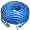 100 foot 12 gauge Arctic Ultraflex Blue extension cord single outlet power cord with molded clear NEMA 5-15 lighted ends