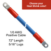 72" 1/0 AWG Arctic Ultraflex Blue Positive Battery Cable with 5/16" plated copper eyelet lugs and red dual wall adhesive lined heat shrink 72" 1/0 AWG Arctic Ultraflex Blue Positive Battery Cable with 5/16" plated copper eyelet lugs and red dual wall adhesive lined heat shrink