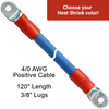 120" 4/0 AWG Arctic Ultraflex Blue Positive Battery Cable with 3/8" plated copper eyelet lugs and red heavy wall adhesive lined heat shrink 120" 4/0 AWG Arctic Ultraflex Blue Positive Battery Cable with 3/8" plated copper eyelet lugs and red heavy wall adhesive lined heat shrink