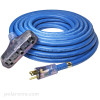 50 foot 12 gauge Arctic Ultraflex Blue extension cord t-style triple outlet power cord