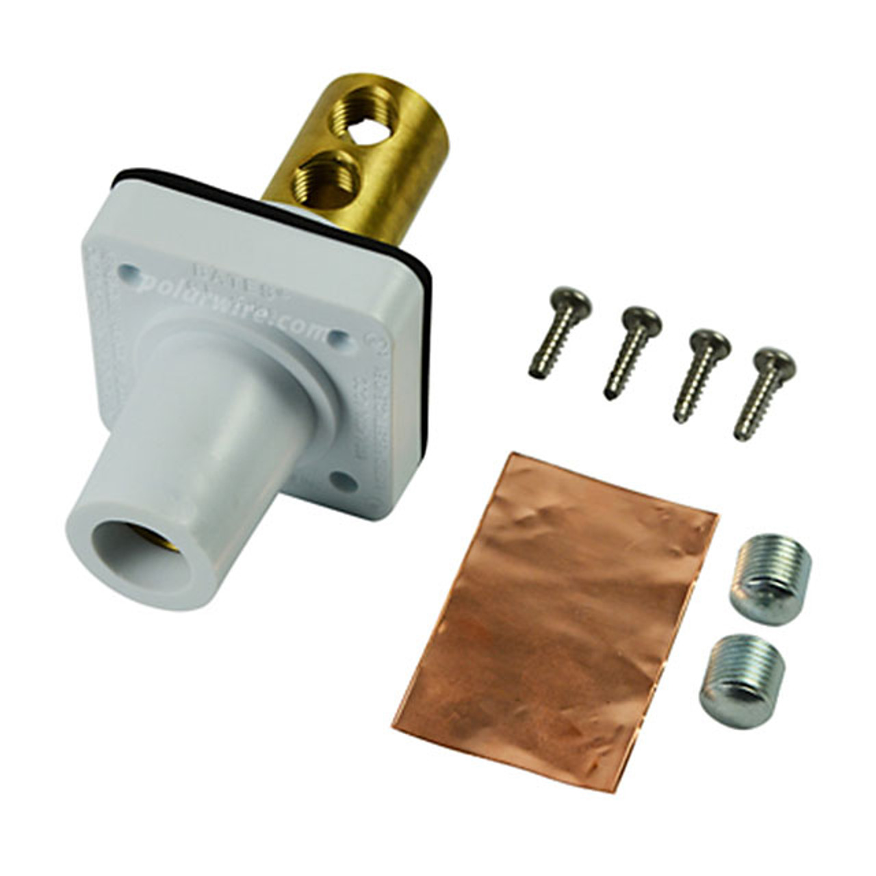 Marinco white 400A CL 16 Series female single pin panel mount cam lock connector with set screw for 2-2/0 AWG cable
