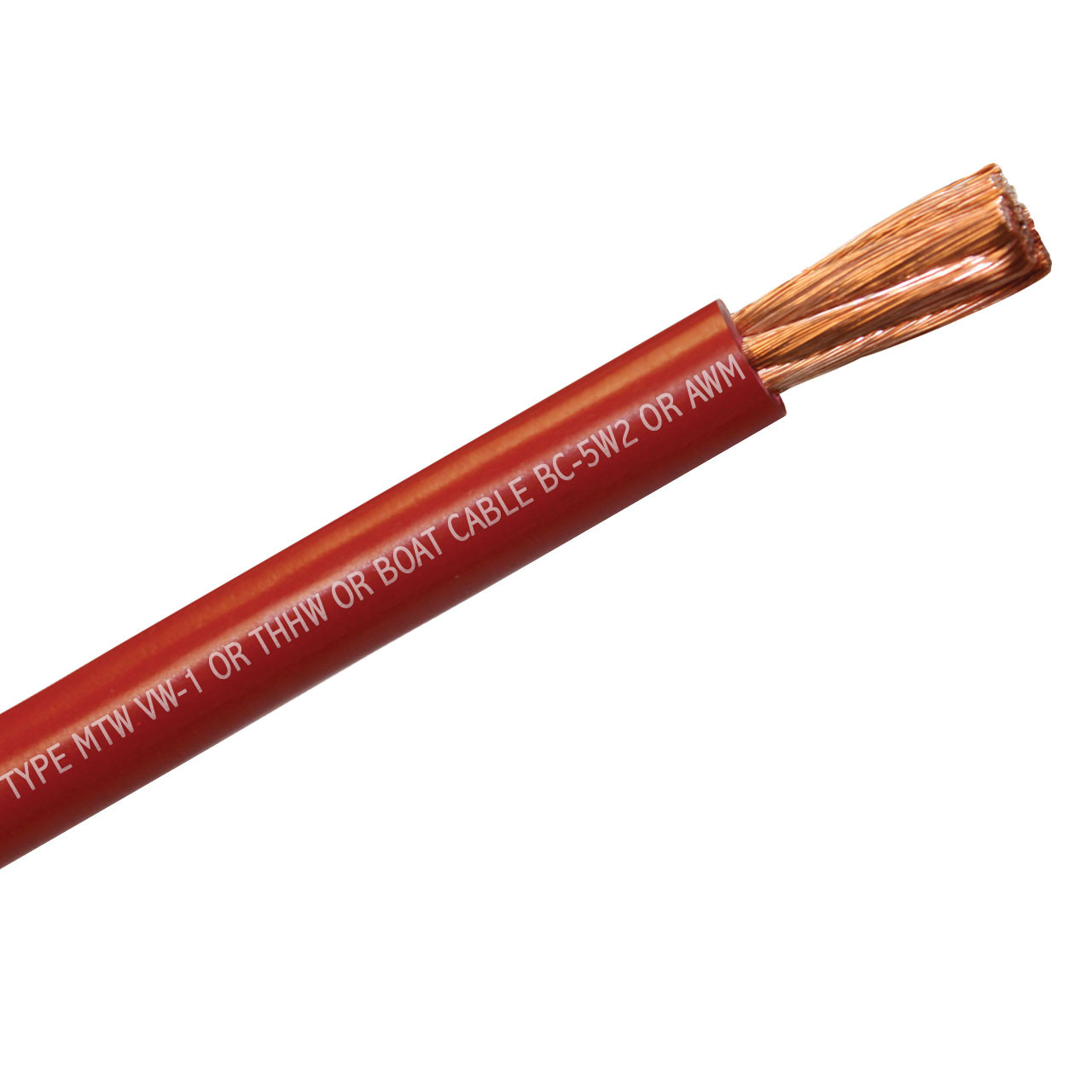 2 AWG red multipurpose flexible building wire, single conductor boat cable, fine strand battery cable, flexible welding cable