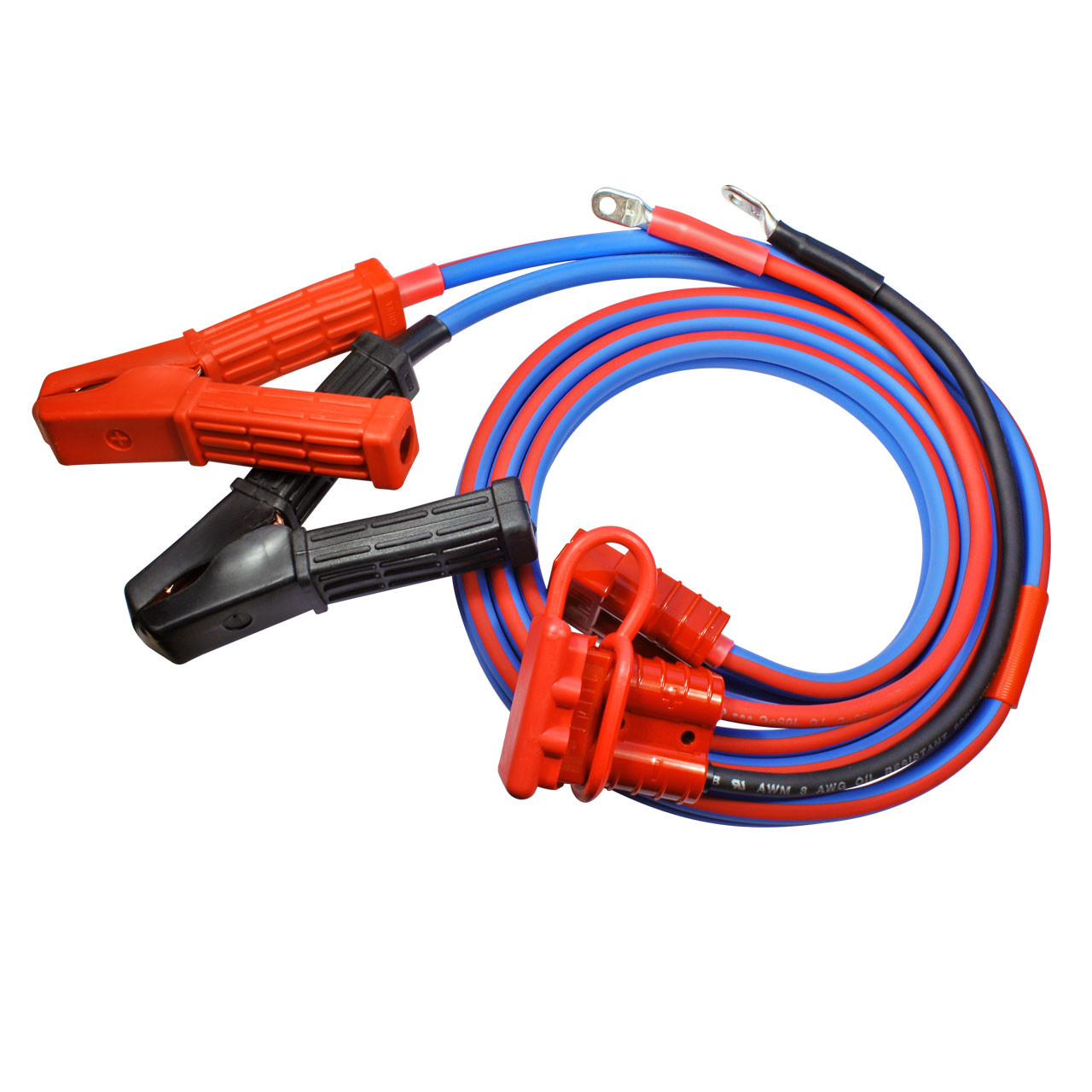 8 Gauge Premium Harness Style Jumper Cables - 6 foot cable with 1 foot harness. Sized for ATVs, UTVs, Motorcycles, Golf Carts, Mowers, Scooters, and similar