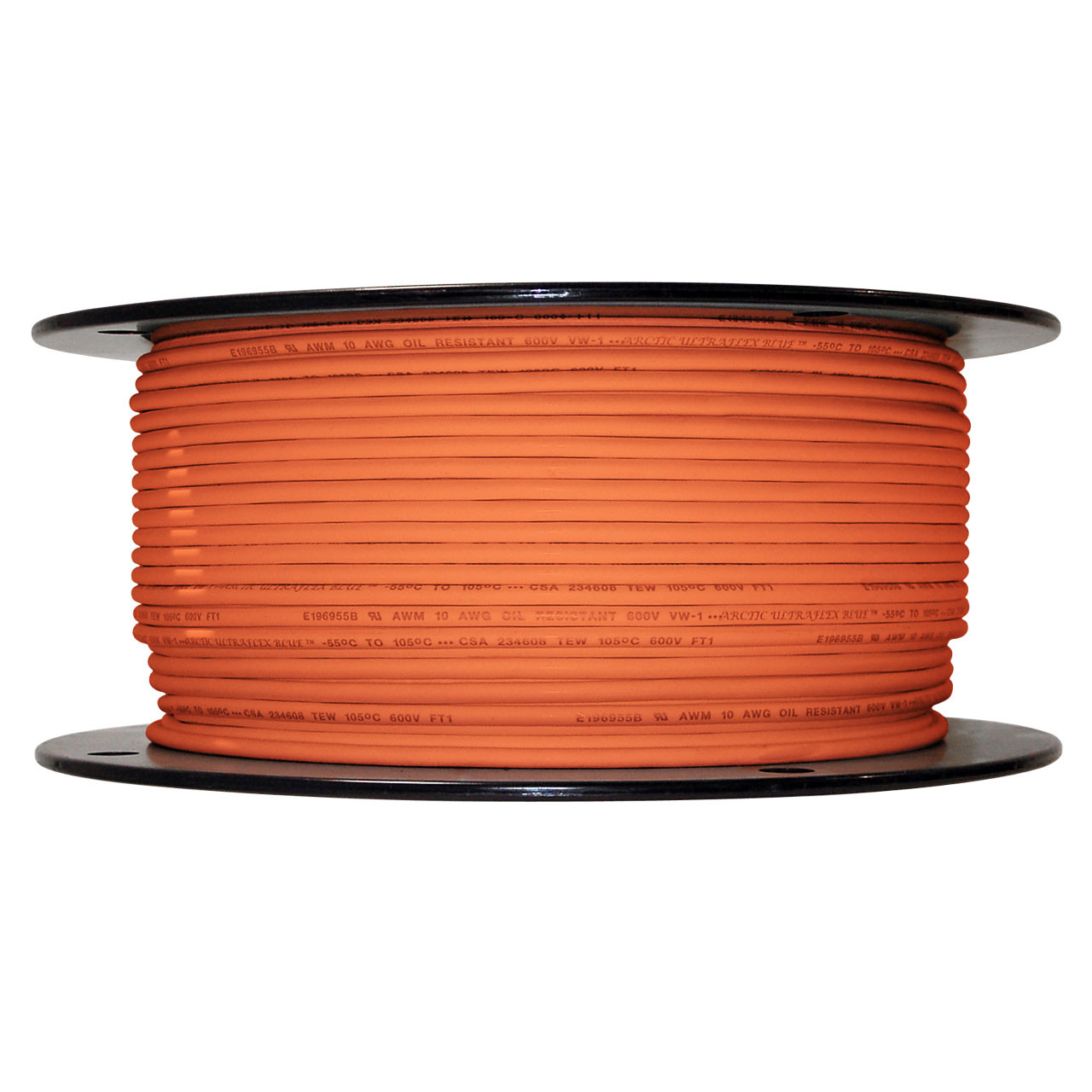 10 AWG orange Arctic Ultraflex Blue single conductor wire 100% copper tinned fine strand, 600v, 500 foot spool