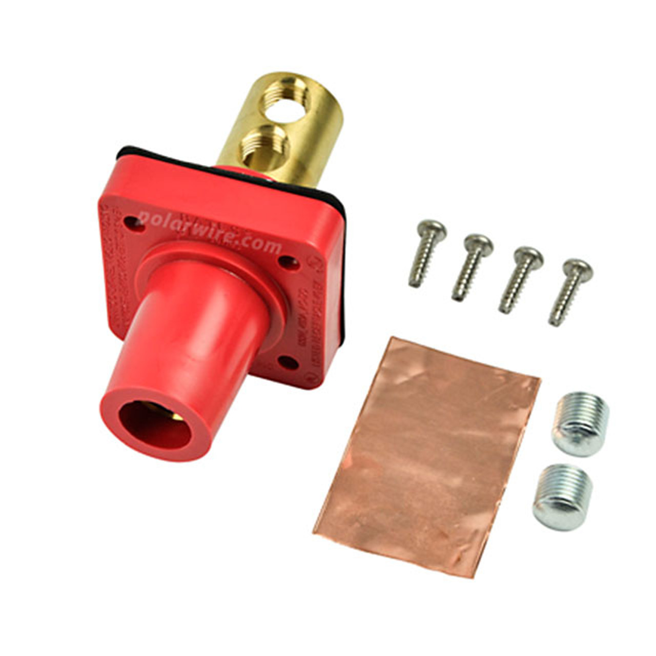 Marinco red 400A CL 16 Series female single pin panel mount cam lock connector with set screw for 2/0-4/0 AWG cable
