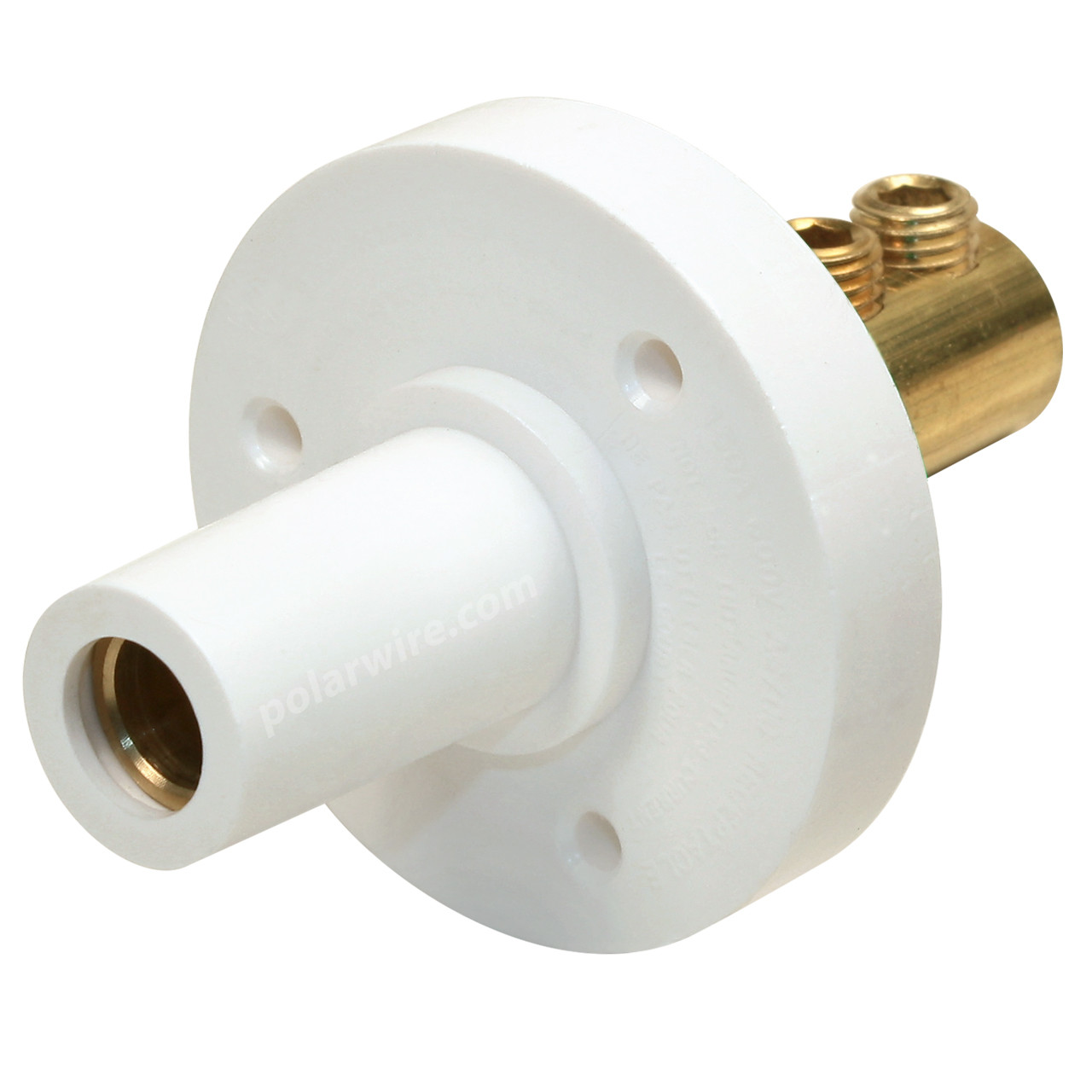 Marinco 150 Amp Female CLM 15 Series Mini Panel Mount Single Pin Cam Lock Connector 8-2 AWG White Double Set Screw Style