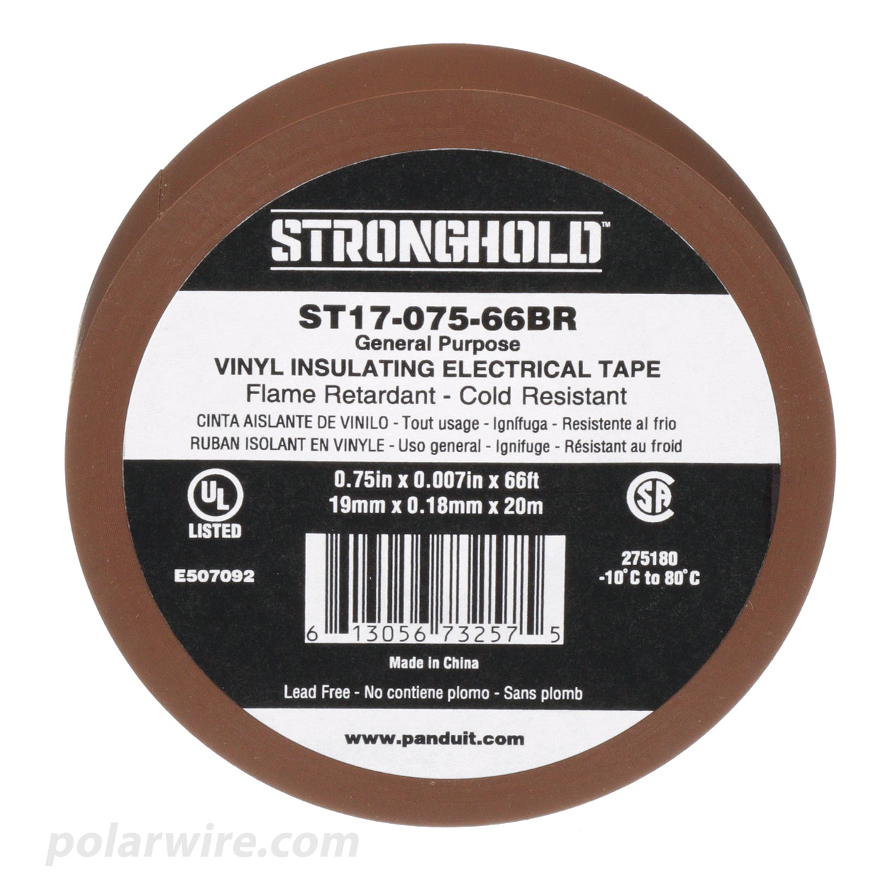 3/4 inch Brown PVC Vinyl Electrical Tape Panduit Stronghold