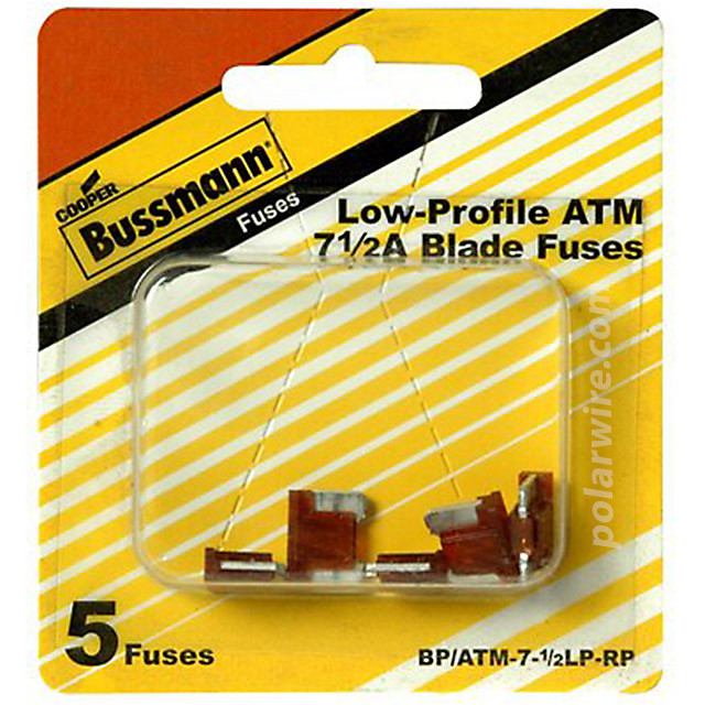 Low profile ATM mini-blade fuse, 7-1/2 amp, 5 pack, 7.5 amp