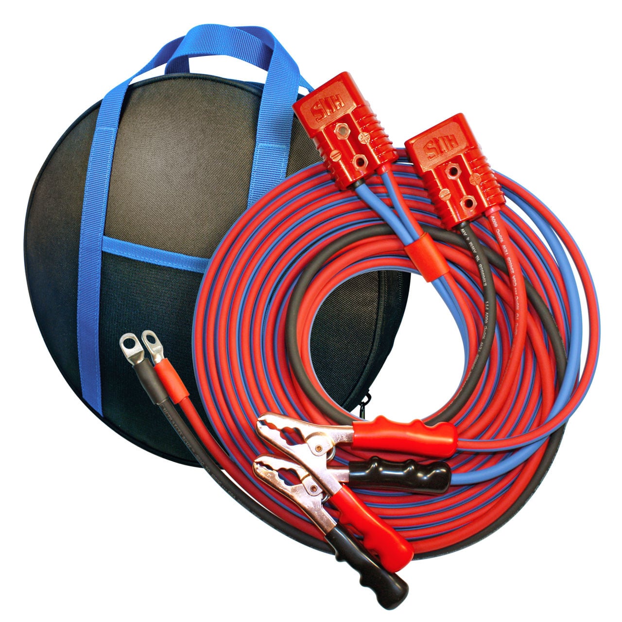 Cold Weather Heavy Duty  25'Jumper Cables - clamp to disconnect with  4' Harness - 4 Gauge