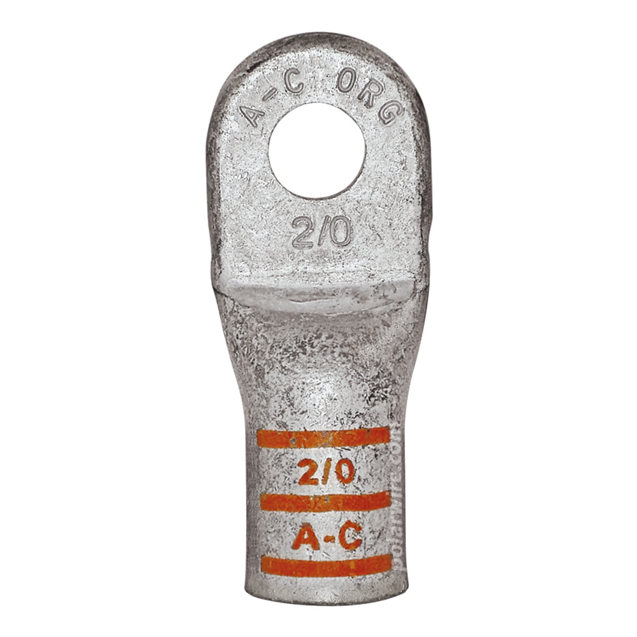 Plated copper power lug heavy duty, 2/0 AWG, 3/8 inch stud