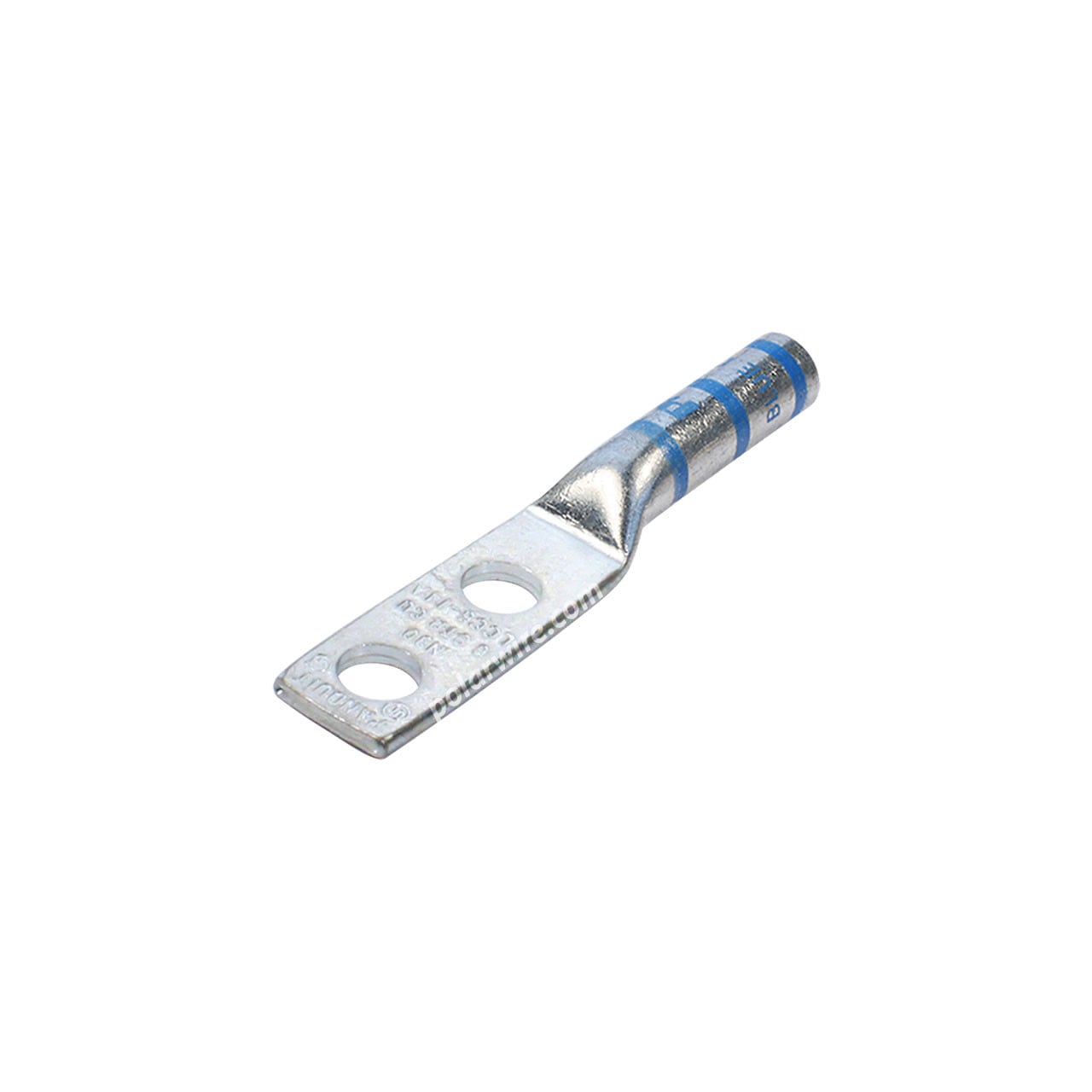 Center long barrel heavy duty compression lug, 6 AWG, 1/4 inch stud, 5/8 inch