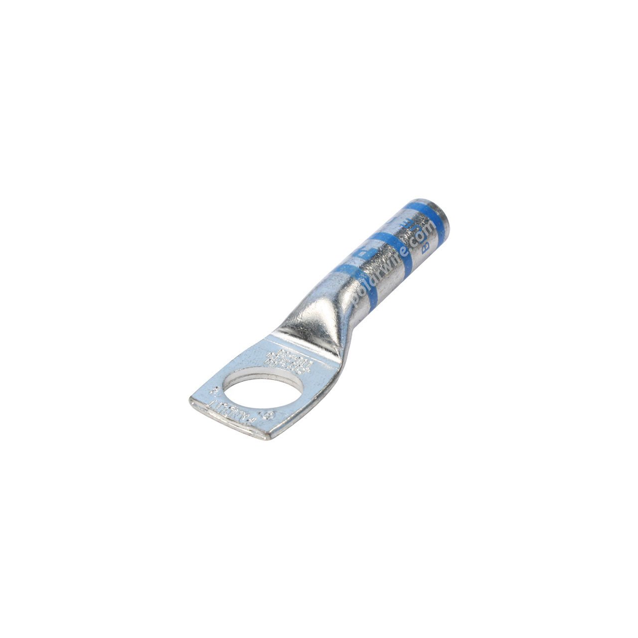6 gauge code long barrel heavy duty compression lug, 3/8 inch stud, high strength, highly conductive electrolytic tin plated copper