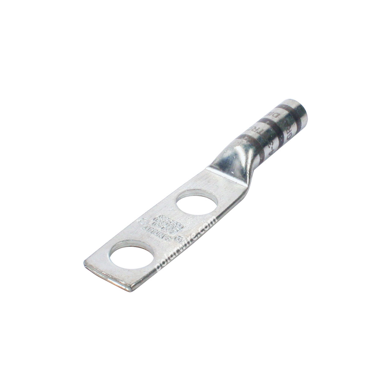Center long barrel heavy duty compression lug, 4 AWG, 3/8 inch stud, 1 inch