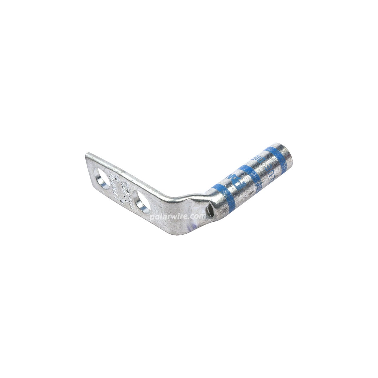 Center barrel heavy duty compression lug, 6 AWG, 1/4 inch stud, 5/8 inch, 90 degree long