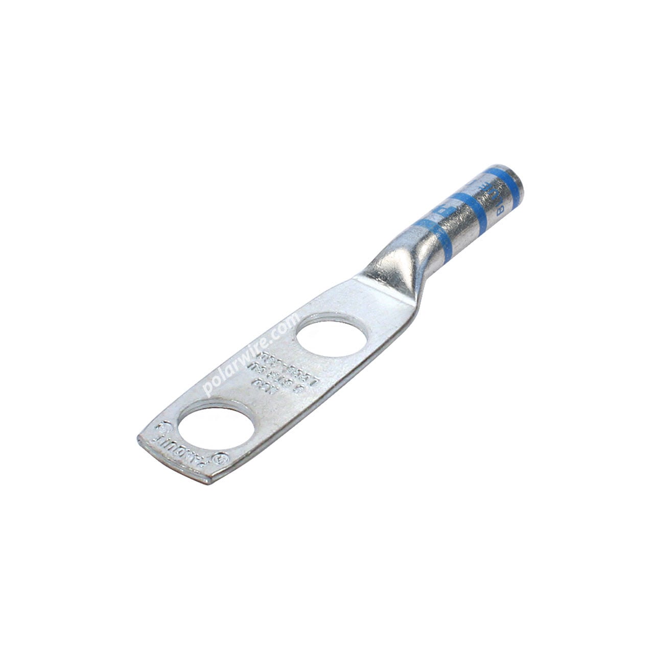 Center long barrel heavy duty compression lug, 6 AWG, 3/8 inch stud, 1 inch