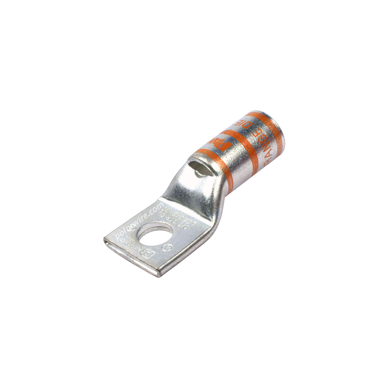 Window short barrel heavy duty compression lug, 3/0 AWG, 3/8 inch stud
