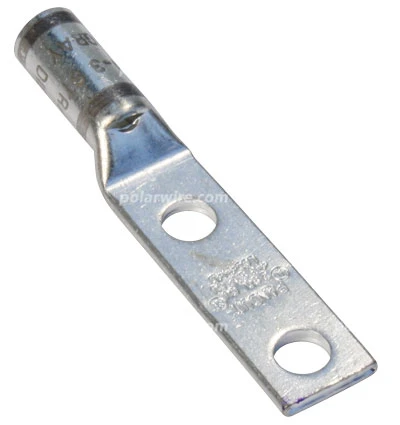 Center window short barrel heavy duty compression lug, 4 AWG, 1/4 inch stud, 1 inch