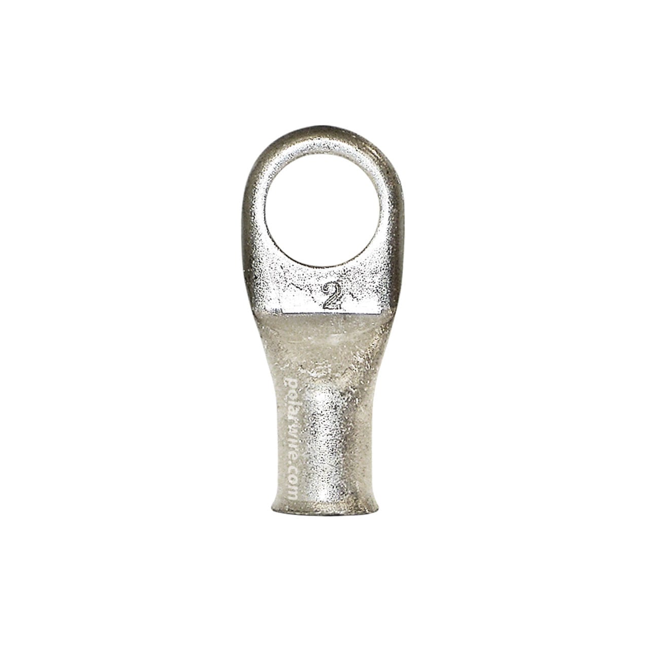 Plated copper eyelet lug, 2 AWG, 1/2 inch stud
