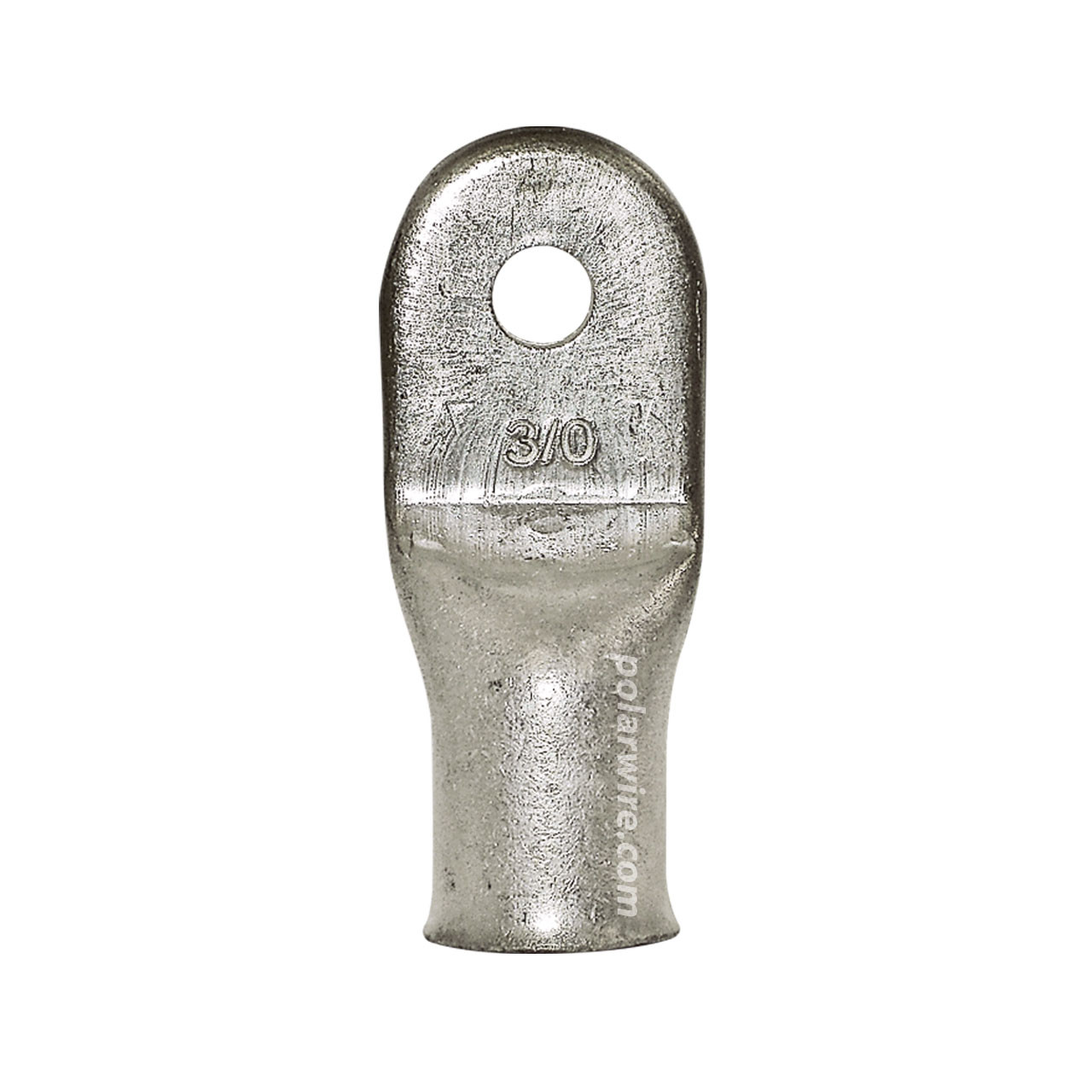 Plated copper eyelet lug, 3/0 AWG, 1/4 inch stud