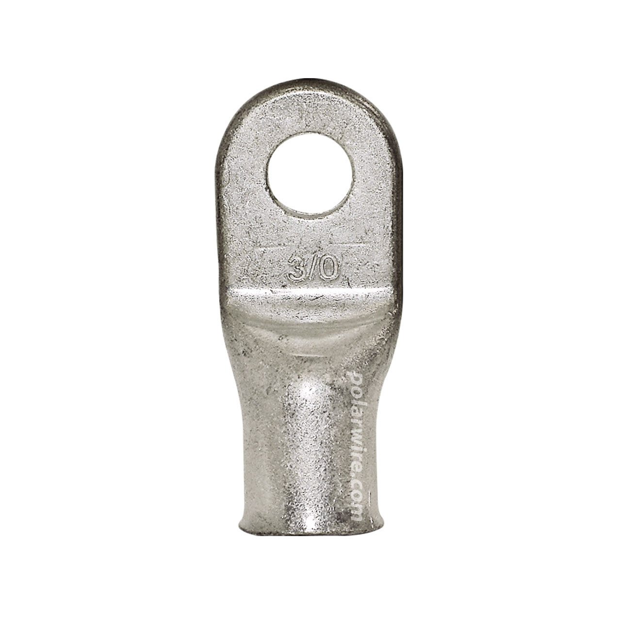 Plated copper eyelet lug, 3/0 AWG, 3/8 inch stud